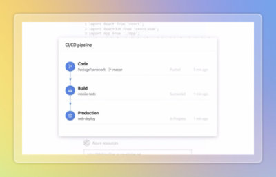 Une capture d'écran d'un ordinateur affichant un pipeline CVCD et le mot Production.