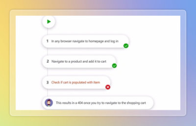 Capture d'écran d'une discussion décrivant les étapes à suivre pour reproduire une erreur 404 lors de l'ajout d'un article au panier.