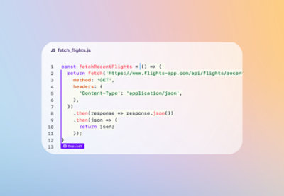 A code snippet in JavaScript for fetching recent flight data from an API