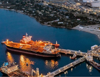 A large ship at a dock.