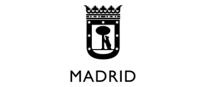 A blue and white logo with the text MADRID.