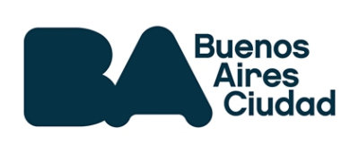 A logo with blue text reading Buenos Aires Ciudad on a white background.