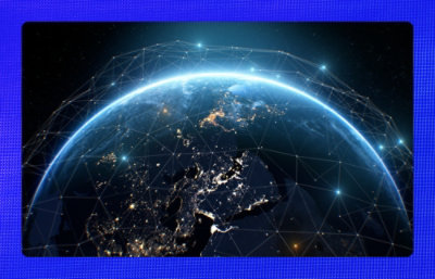 Blue color light above the planet.