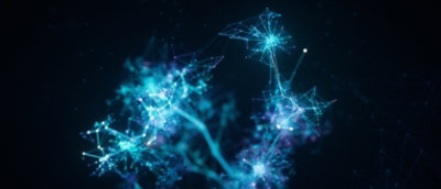 It is shows glowing blue nodes connected by thin lines