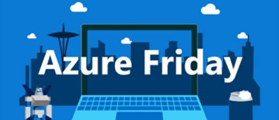Blue color laptop image with Azure Friday text.