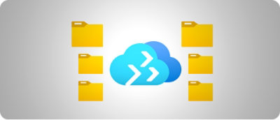Yellow color folders and cloud logo image