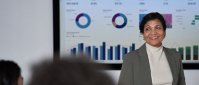 A close-up of a woman smiling.