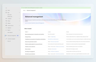 Image showing 'Advanced management' of copilot