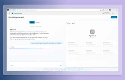 A screenshot of a computer screen displaying text and graphic elements with the phrase Agent Store - Weer agents and Built by Microsoft.