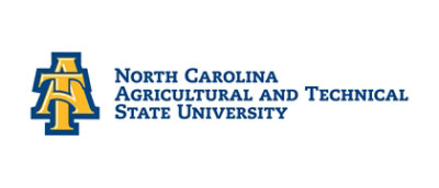 A close-up of a logo with the text North Carolina Agricultural and Technical State University.