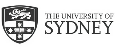 A black and white logo of the University of Sydney with text reading THE UNIVERSITY OF SYDNEY.