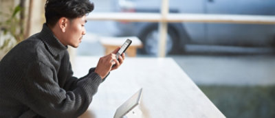 A person holding a phone.