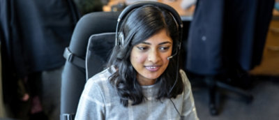 A person wearing a headset.