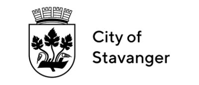 A black and white logo with the text City of Stavanger.