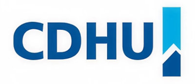 Modro-bílé logo s textem CDHUN.