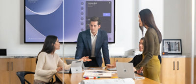 A group of people in a meeting.