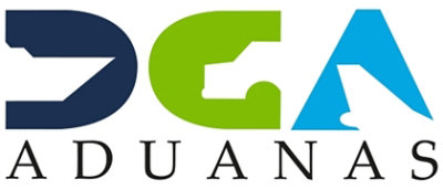 A logo with text OGA ADUANAS in blue and white.