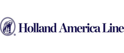 A close-up of a logo with the text Holland America Line.