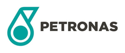 A logo featuring a blue and white design with the text PETRONAS.