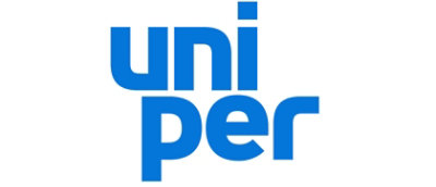 Un logo bleu et blanc ayant le texte Uniper.