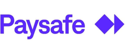 A blue and purple logo with the text Paysafe on a white background.