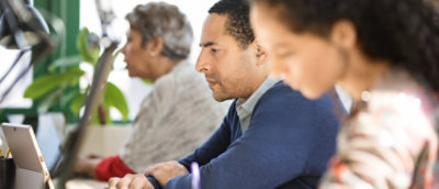 A group of people in a room.