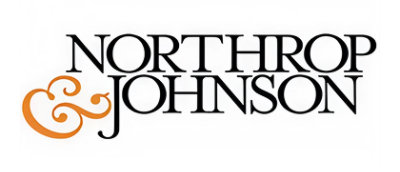 A black and white logo with the text NORTHROP JOHNSON in black font on a white background.