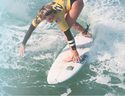 A person on a surfboard.