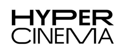 A close-up of the word HYPER CINEMIA in black text on a white background.