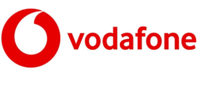 A red and white logo with the text Vodafone.