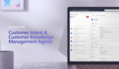 Dynamics 365 screen showing a customer chat and contact details.