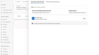Interface for managing phone numbers in Teams and Azure Communication Services.