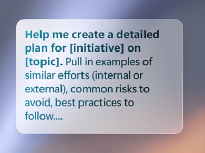 Prompt to create a detailed plan for an initiative with examples, risks, and best practices.