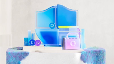 Một chiếc khiên xanh trắng với mảnh vải cùng tông màu.