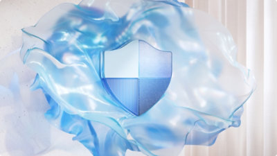 一块蓝白防护盾和一块蓝白的布。