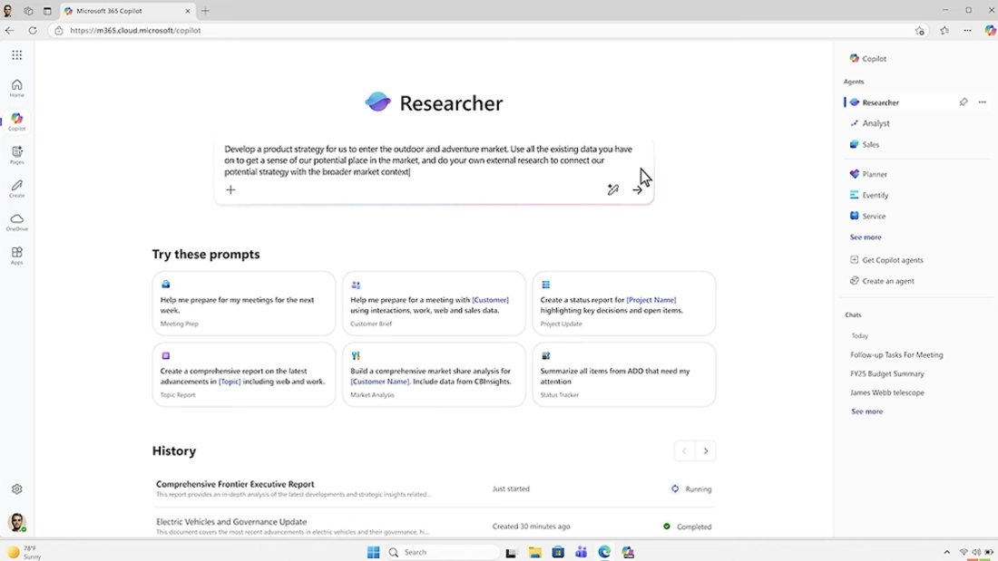 Copilot Researcher — AI 심층 리서치