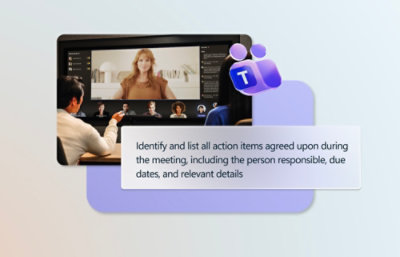 Un grupo de personas en una videoconferencia con un mensaje en pantalla que identifica las acciones.