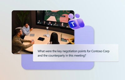 Varias personas sentadas ante una mesa durante una reunión en la que se debaten puntos de negociación para Contoso Corp.