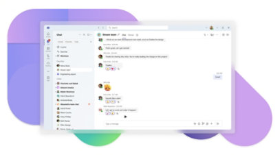 Mobile and desktop displays of group chats in Teams.