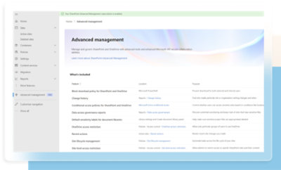 A screenshot of a computer display showing a user interface with the text Advanced management.