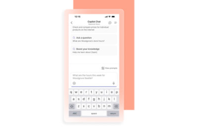 A screenshot of a mobile device displaying a dashboard interface Copilot Chat