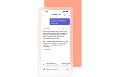 A phone screenshot displaying a chat application with agents