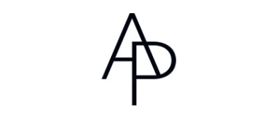 A black and white logo with the text AP