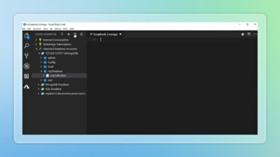 Screenshot of Visual Studio Code interface with a sidebar displaying folders like "StocksApp Subscription"