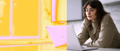 A women working on laptop.
