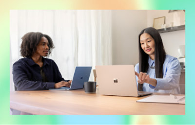 A women and a man working in laptop.
