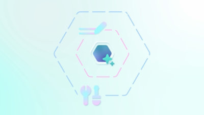 Graphique hexagonal avec contours pastel et outils de dégradé.