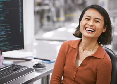 A women in smiling face