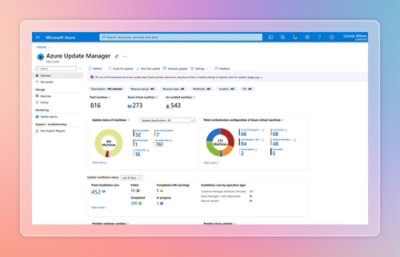 A screenshot showing a computer interface with text related to Azure Update Manager.
