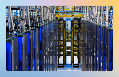 A row of computer servers in a room.